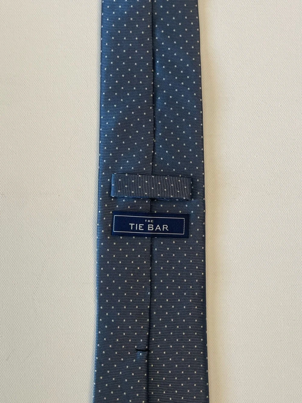 The Tie Bar 100% Silk Blue/White Polka Dot Tie (3 in x 61 in)